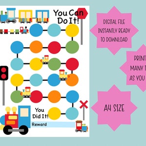 Zug-Belohnungstabelle || Druckbare Zug-Verhaltenstabelle || Tagesplan Kinder || Kinder Routine Sticker Chart || Belohnungstabelle