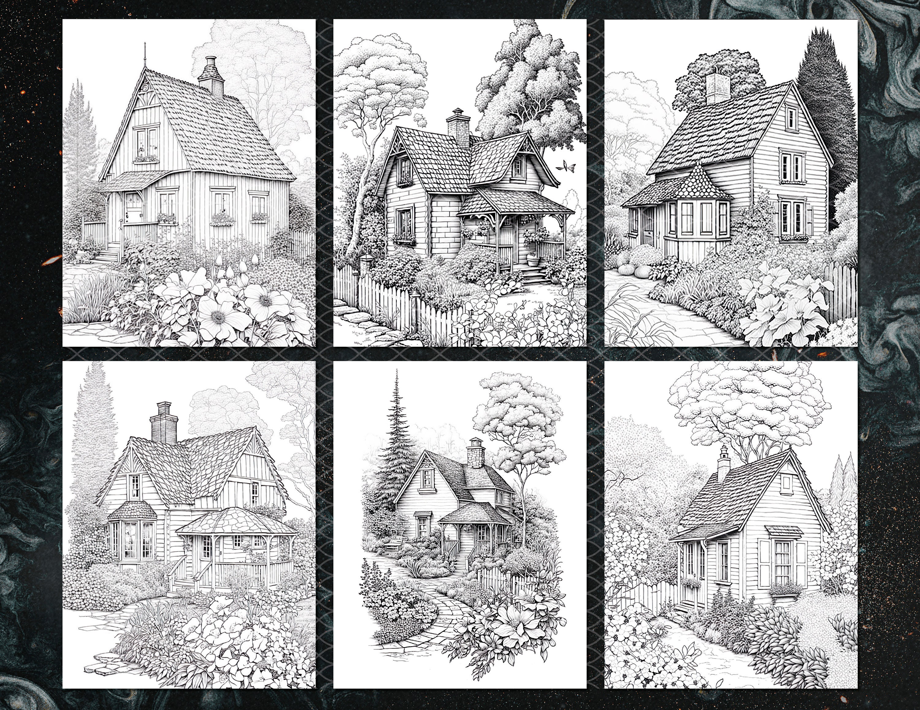 21 Cottage Gardens Coloring Book Printable Coloring Pages Adults & Kids ...