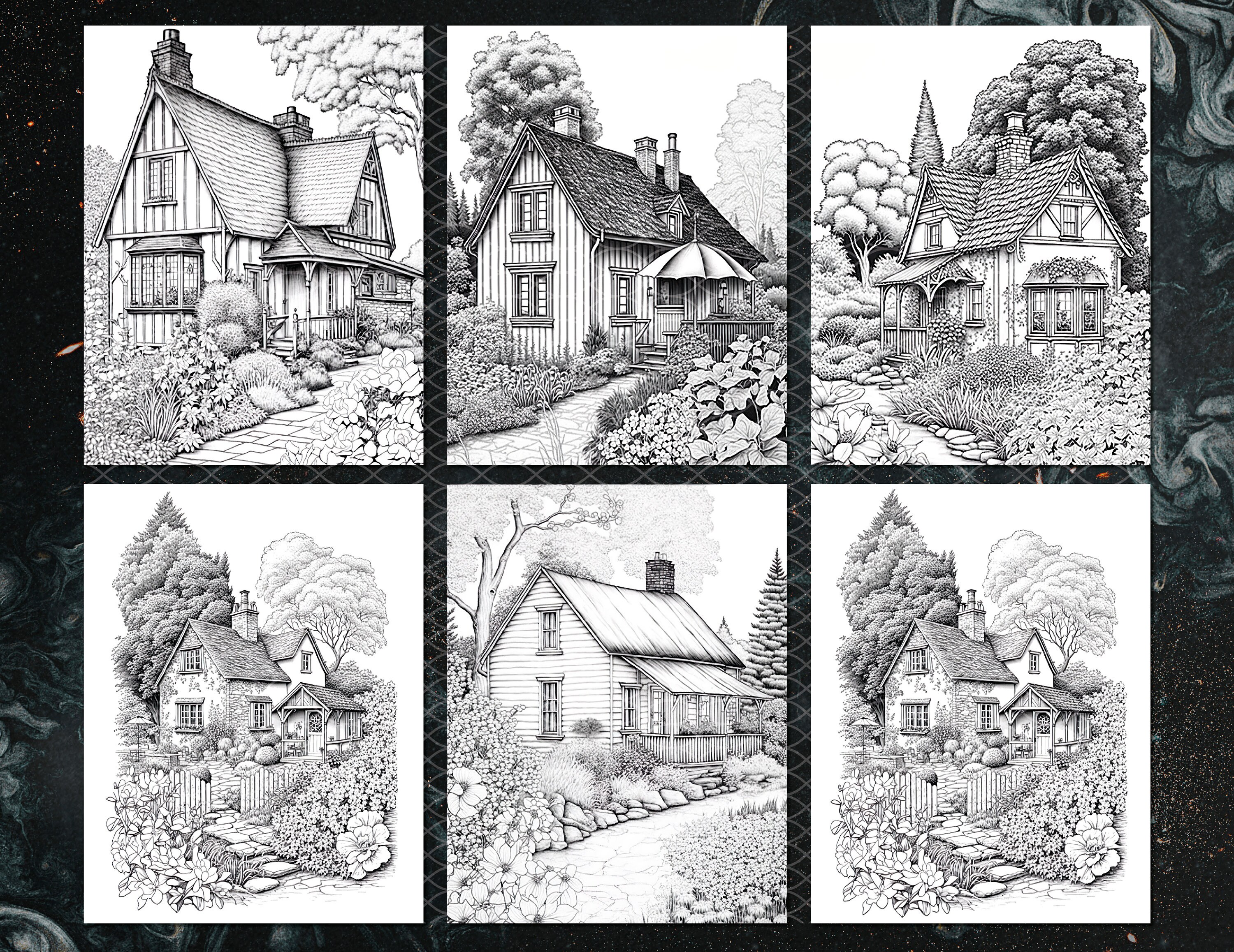21 Cottage Gardens Coloring Book | Printable Coloring Pages Adults ...