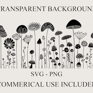 Champignon magique Svg, champignon vénéneux Svg, champignons Clipart PNG, usage Commercial inclus
