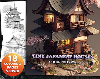 Japanese House Coloring Pages - Printable Art for Zen Coloring Enthusiasts | Stress Relief and Relaxation Coloring Pages| Grayscale Coloring