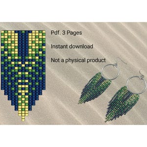 Patroon oorringen met kralen, rocaille met lange verlopen, instant download, doe-het-zelf, pdf, digitaal product, patroon oorbellen