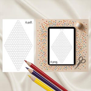 Kralenoorbelpatronen - sjablonen met diamantkraalpatroon - 6 pdf's + 4 png-bestanden (compatibel met procreate)