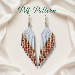 Patrón de pendientes de alas de ángel con cuentas: puntada de ladrillo (PDF, descarga instantánea) Patrones de pendientes navideños