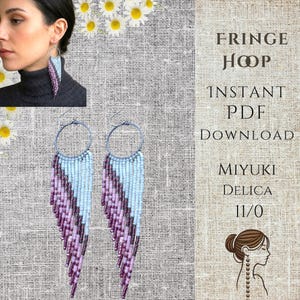 Patrón de aretes de aro con cuentas: Flecos de alas de ángel de Miyuki Delica (PDF)