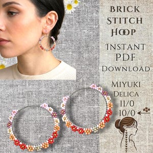 3D Flower Earring Pattern-Miyuki Delica Beads- Brick Stitch (PDF Download)- Ruffle earring patterns