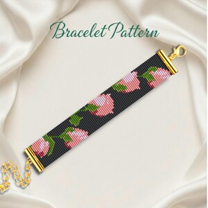 Rose Loom Bracelet Pattern - Miyuki Delica 11/0 (Digital PDF Chart)