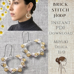 3D Flower Hoop Earring Pattern: Miyuki Delica Brick Stitch (PDF Download)