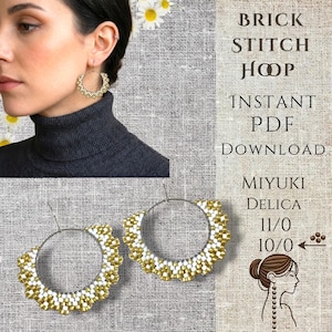 3D Beaded Hoop Earring Pattern-Ruffle Design, Miyuki Delica Beads (PDF Download