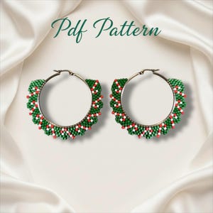 3D Candy Weihnacht Perlen Hoop Ohrringe Muster - Miyuki Delica, Brick Stitch (Digital PDF)