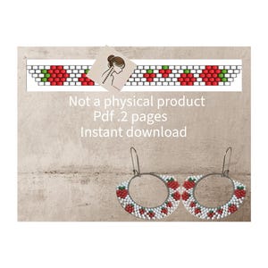 Patroon aardbei-kralenoorbellen - Instant download - pdf - kralenpatronen oorringen