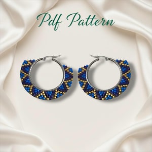 Beaded Hoop Earring Pattern – Brick Stitch, Geometric Design (PDF Template)