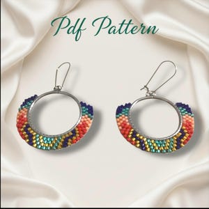 Motif de boucles d'oreilles en perles : motif Brick Stitch coloré (téléchargement PDF