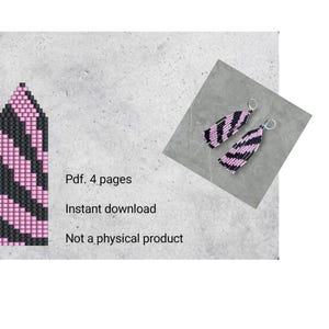 Kralenpatroon, patroon met franje, directe download, pdf, digitaal product, woordgrafiek, steensteek, roze-zwart patroon