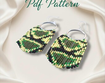 Modèle de boucles d'oreilles perlées en peau de serpent : motif Brick Stitch (Modèle PDF)