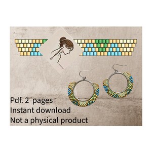 Patronen met kralenoorbellen, direct download, doe-het-zelf, pdf, steensteekpatroon,