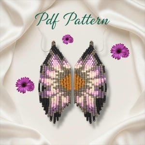 Motif de boucles d'oreilles en perles et franges : bijoux DIY Brick Stitch (tableau de mots PDF téléchargeable)