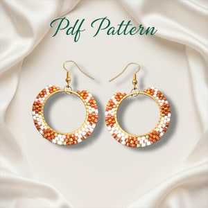 Patronen kralenoorbellen: patroon hoepeloorbellen met bloemenkralen: Miyuki Delica-steensteek (pdf-download)