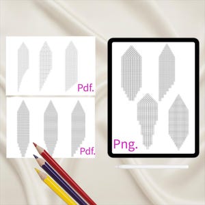 Patrones de pendientes con flecos y puntada de ladrillo, plantillas para cuentas Miyuki Delica (PDF PNG)