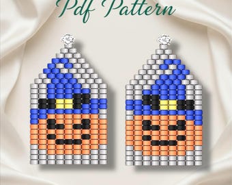 Halloween Pumpkin Beaded Earring Pattern: Brick Stitch (PDF)
