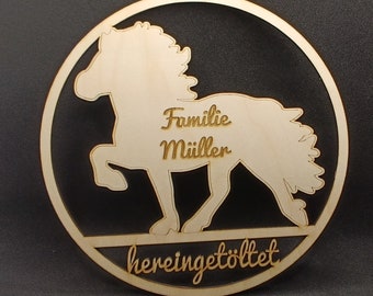 Door wreath welcome front door Icelandic horse - tricked in