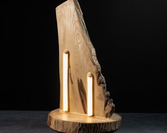 Unique and original wooden luminous work, LED lamp, ambient lighting