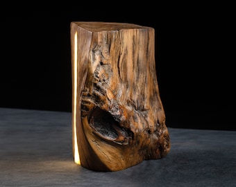 Unique and original wooden light work, led lamp, mood lighting