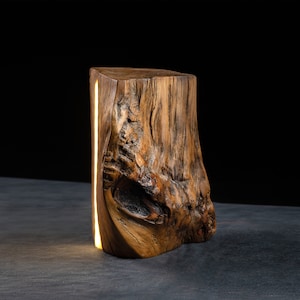 Unique and original wooden light work, led lamp, mood lighting