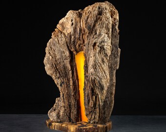 Unique and original wooden luminous work, epoxy resin LED lamp, ambient lighting