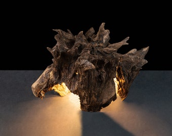 Unique and original wooden luminous work, LED lamp, ambient lighting