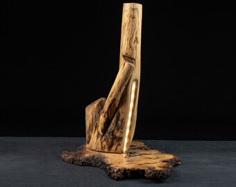 Unique and original wooden luminous work, LED lamp, ambient lighting