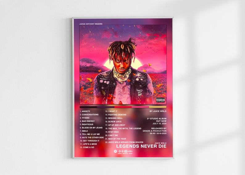 Posters of Juice Wrld Legends Never Die Album Cover Poster Etsy