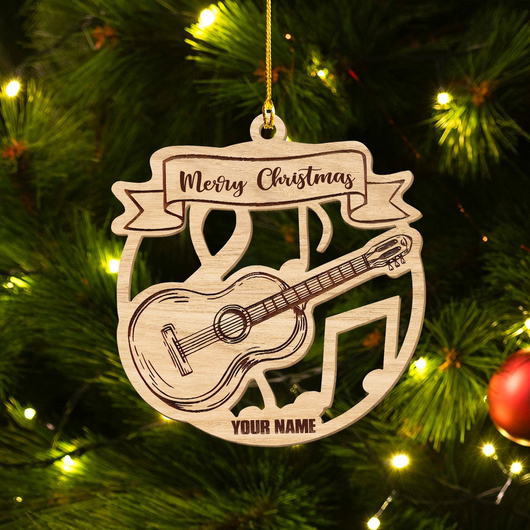 Personalized Guitar Christmas Ornaments Guitar Wood Ornament Etsy