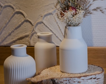 Mini Keramik Vasen | Kleine Vasen für Trockenblumen | Minimalistisches Vasen-Set