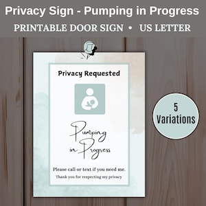 Pumping Sign Do Not Disturb Office Sign for Breastfeeding Mom, Office Door Sign Printable, Pumping Mom Privacy Sign, Breastpumping Sign