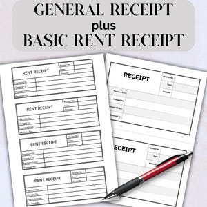 Receipt Template, A Printable Receipt that has Many Uses: Rent Receipt, Cash Receipt, Landlord Receipt. A Simple but Versatile Receipt Form