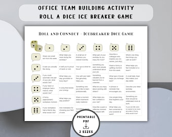 Roll a Dice Ice Breaker Game - Office Team Building - Work Party Conversation Starter Printable