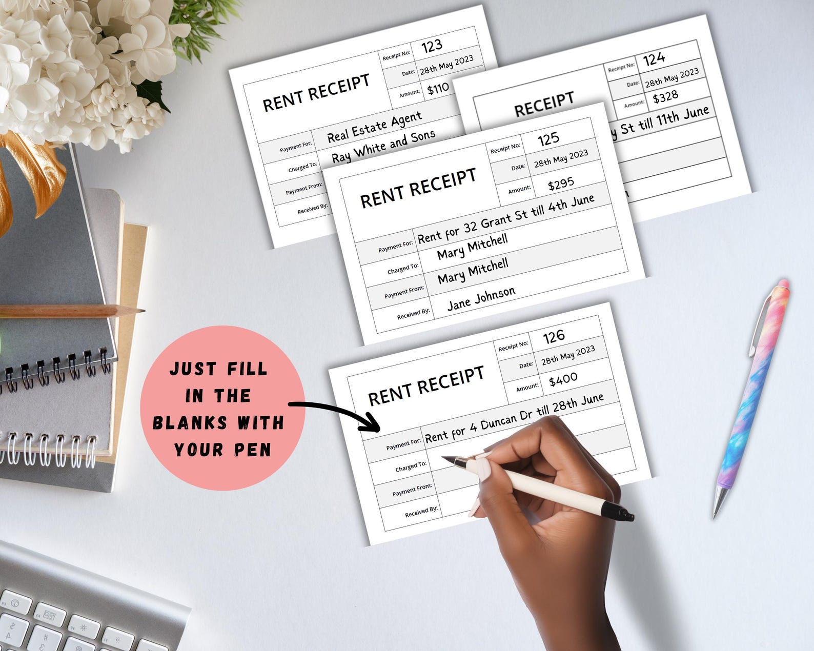 Receipt Template, A Printable Receipt That Has Many Uses: Rent Receipt ...