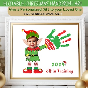 Weihnachten Handabdruck Kunst, Magie Elfe Handabdruck Andenken, bedruckbares personalisiertes Geschenk, unvergessliches Geschenk für Ihre Lieben, Handabdruck Handwerk als Geschenk