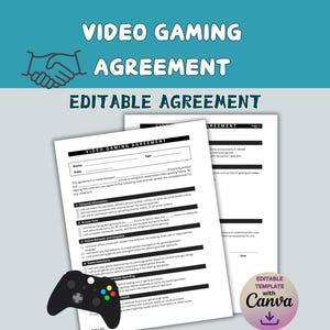 Video Gaming Contract, Family Rules for Tweens and Teens, Screen Time Rules Agreement for Teen Gamers, Technology Contract Parent and Teen