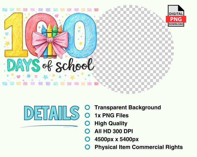 100 Days of School PNG Shirt Design, Kids 100th Day Sublimation File ...