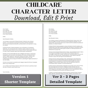 Modelo de carta de recomendación para guarderías, carta de referencia de carácter profesional, cree una carta de referencia personalizada en minutos