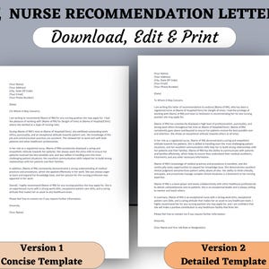 2 plantillas de cartas de recomendación para enfermeras, carta de referencia profesional, crea una carta de referencia de enfermería personalizada en minutos