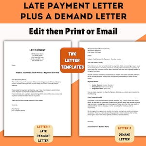 Plantillas de cartas de demanda y de pago atrasado, 2 cartas editables para cobro de dinero, aviso de cobro de alquiler atrasado o aviso de incumplimiento