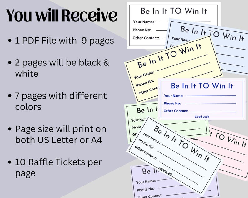 Raffle Ticket Template to Print, Simple Event Ticket Template, 10 Event ...