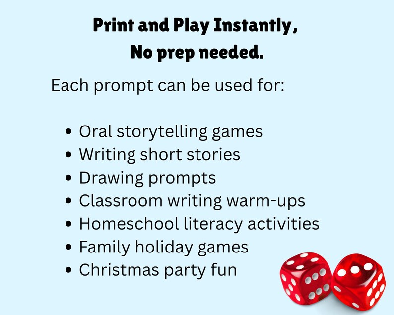 Roll a Christmas Story Dice Game, Classroom Story Starter Dice Game ...