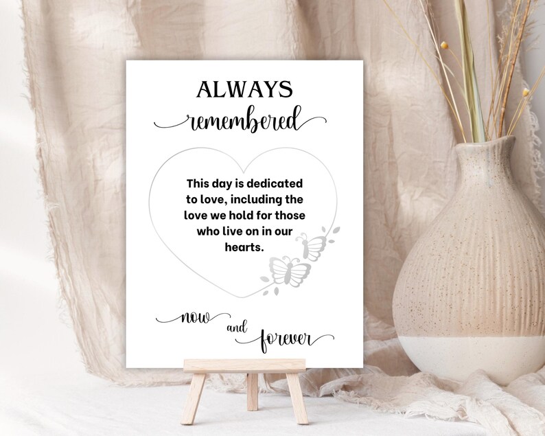 Memory Table Sign Printable Wedding Memory Table Sign, Printable Wedding Sign for Memorial Table ...