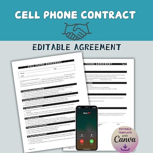 Editable Cell Phone Agreement, Family Rules with a Printable Phone Contract, Social Media and Phone House Rules, Contract Parent and Teen