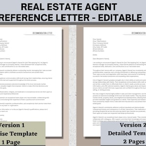 2 cartas de recomendación de agentes inmobiliarios: Demuestre su carácter y habilidades. Carta ya preparada: descargue, edite, imprima o envíe por correo electrónico.