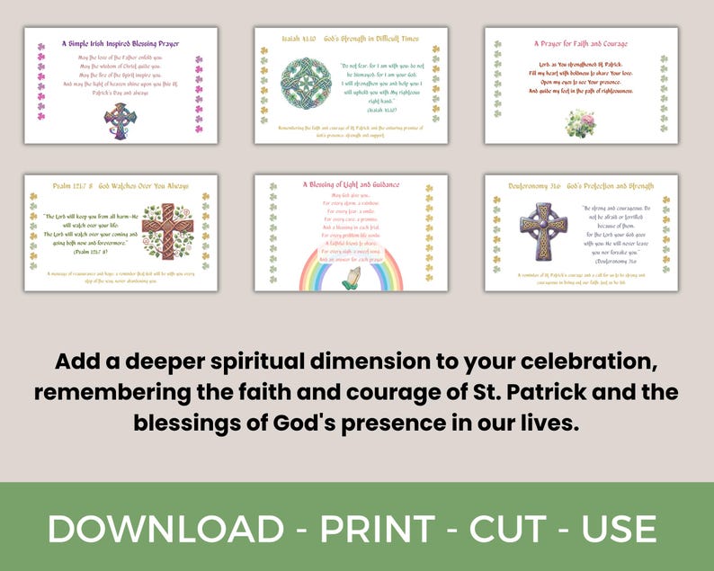St Patrick’s Day Prayer Cards Printable, Irish Blessing & Celtic Prayer ...